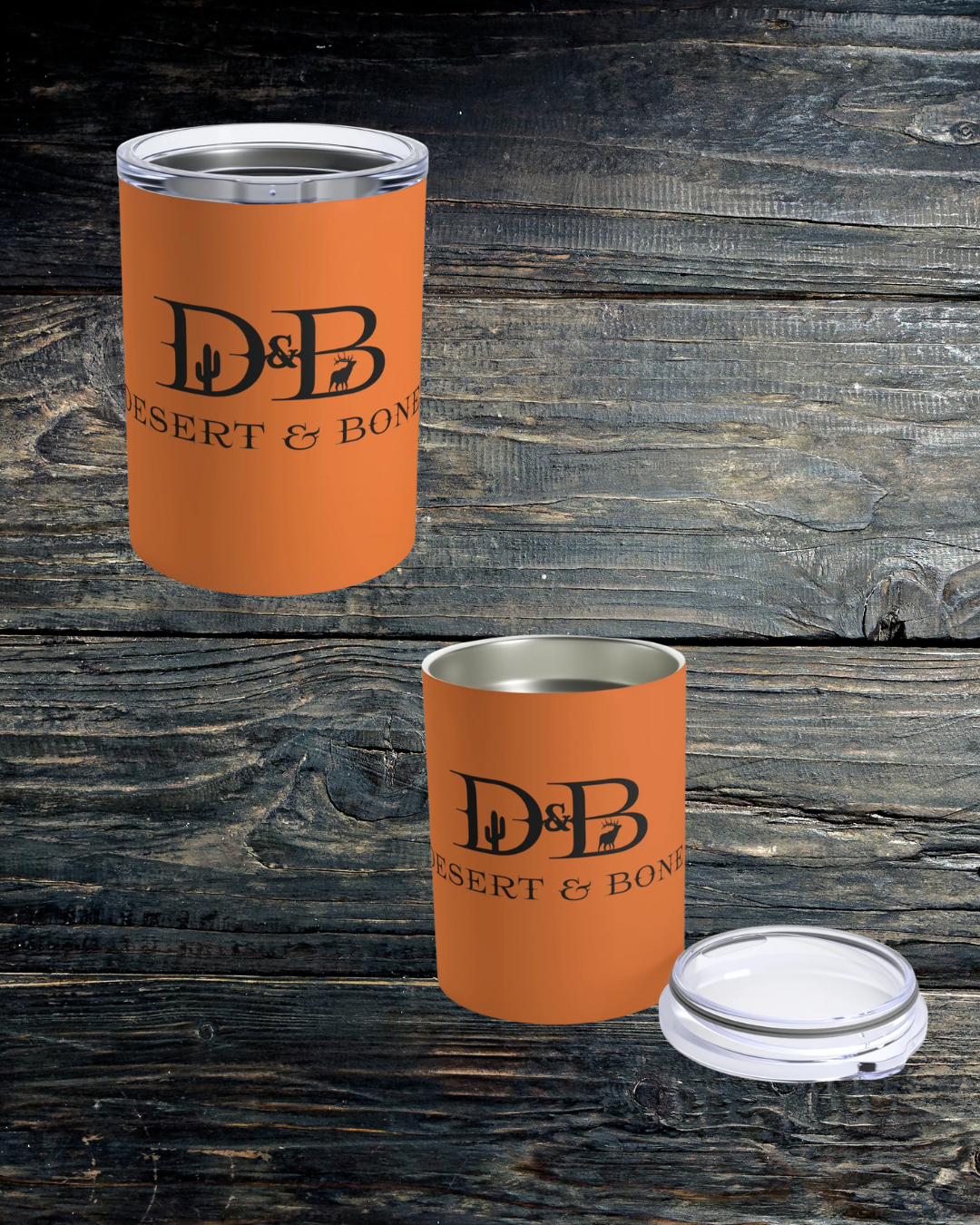 10oz Orange Insulated Tumbler – Desert & Bone Logo Travel Cup