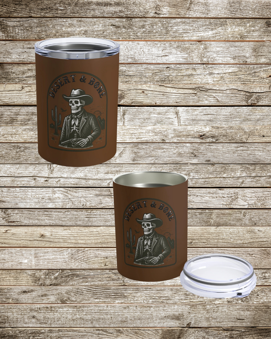 10oz Brown Insulated Tumbler – Desert & Bone Logo Travel Cup
