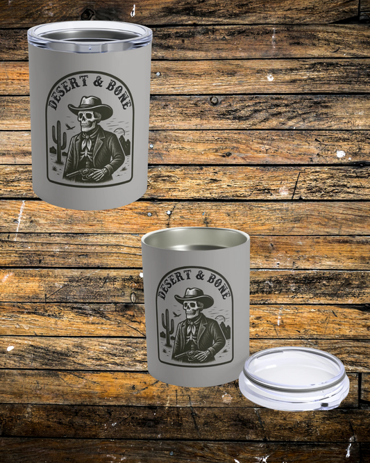 10oz Grey Insulated Tumbler – Desert & Bone Logo Travel Cup