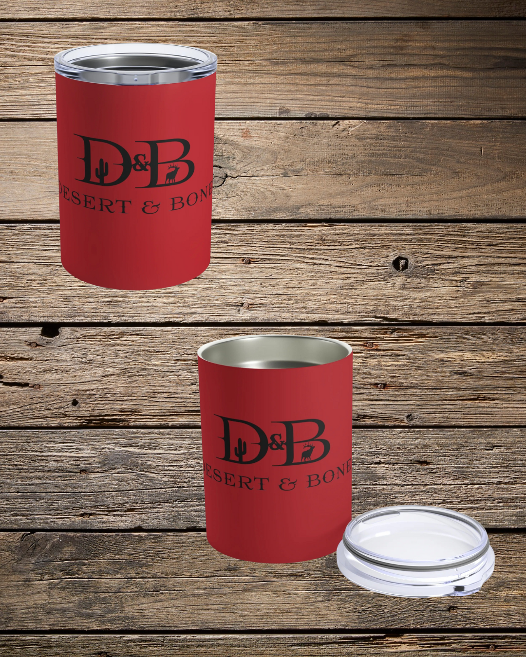 10oz Red Insulated Tumbler – Desert & Bone Logo Travel Cup