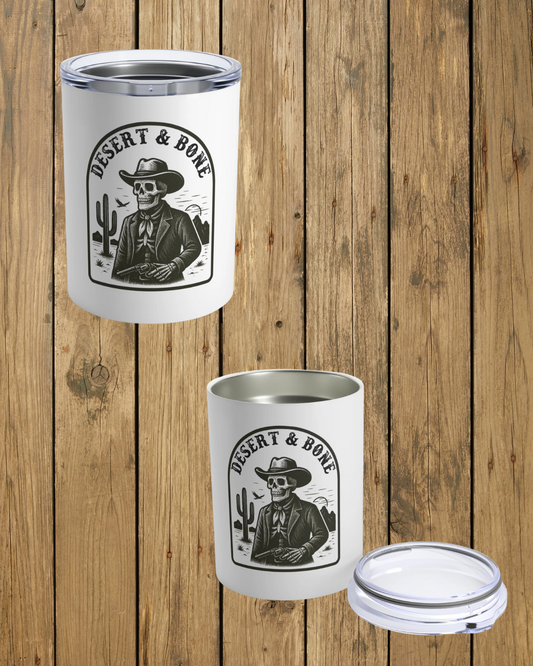 10oz White Insulated Tumbler – Desert & Bone Logo Travel Cup